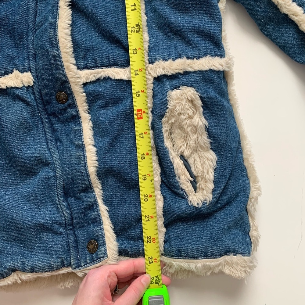 Big Chill Blue Denim vintage Jacket with Cream Faux Fur - Picture 10 of 13